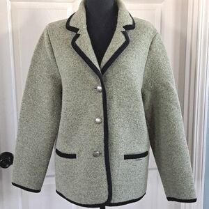 Vintage Geiger Collections Size 40 Pure New Wool Chunky Cardigan Jacket Sweater